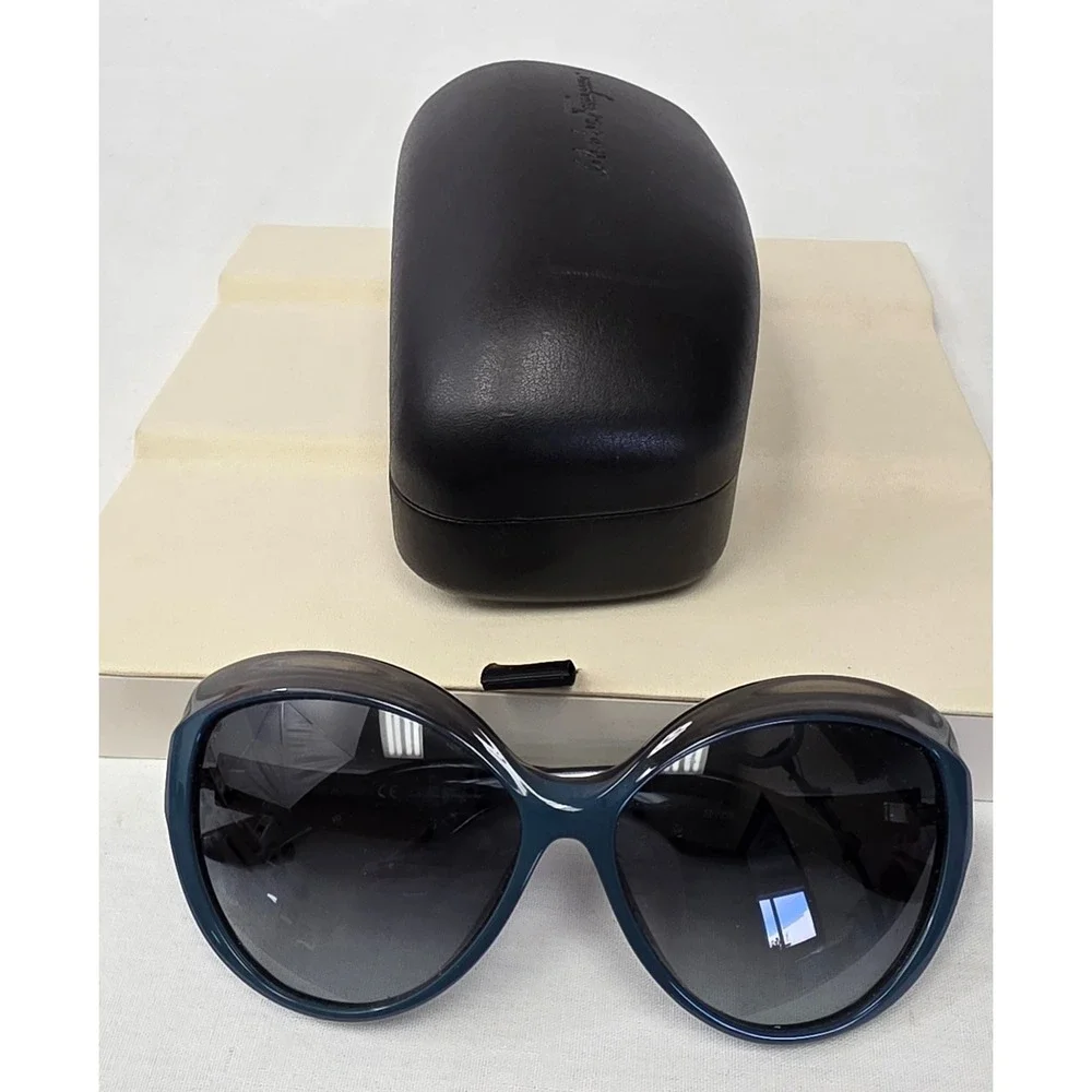 Salvatore Ferragamo SF228S Cat Eye Sunglasses Blue Gradient Lenses Made in Italy